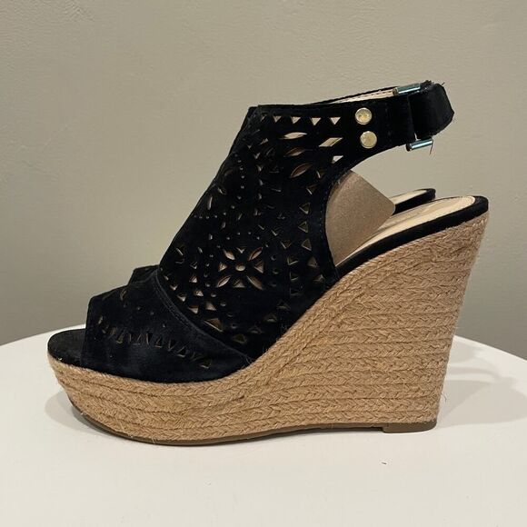 Marc Fisher Harlea Wedge Sandal Black - Size: 6.5 - Picture 2 of 10